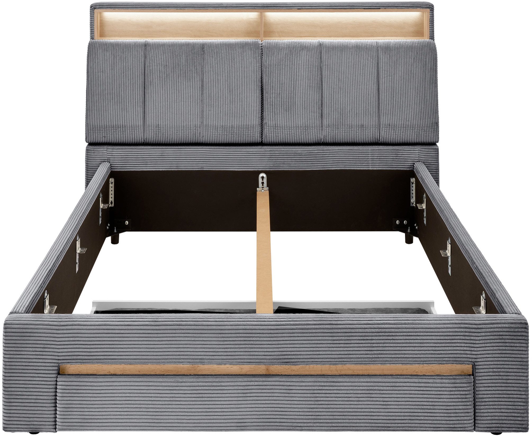 INOSIGN Gestoffeerd bed CiTY/GiRON,, gepolsterd opbergbed, met LED-verlichting Bedkisten met hondenbed of als opbergruimte, opklapbare hoofdeinden