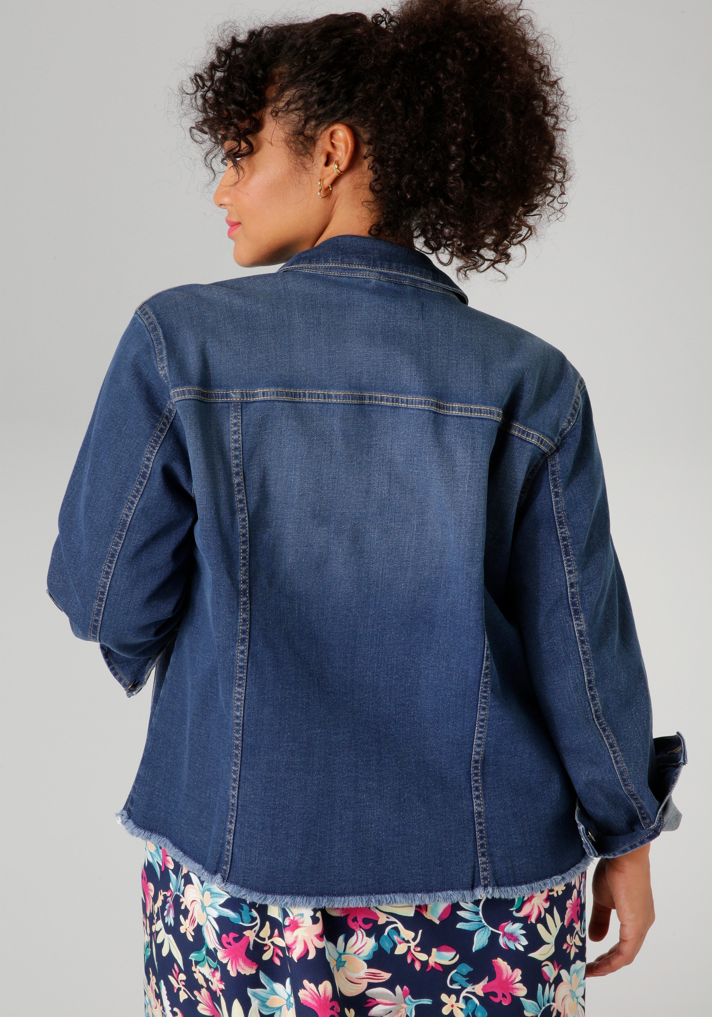 Aniston PLUS Jeansjack met gerafelde zoom - nieuwe collectie