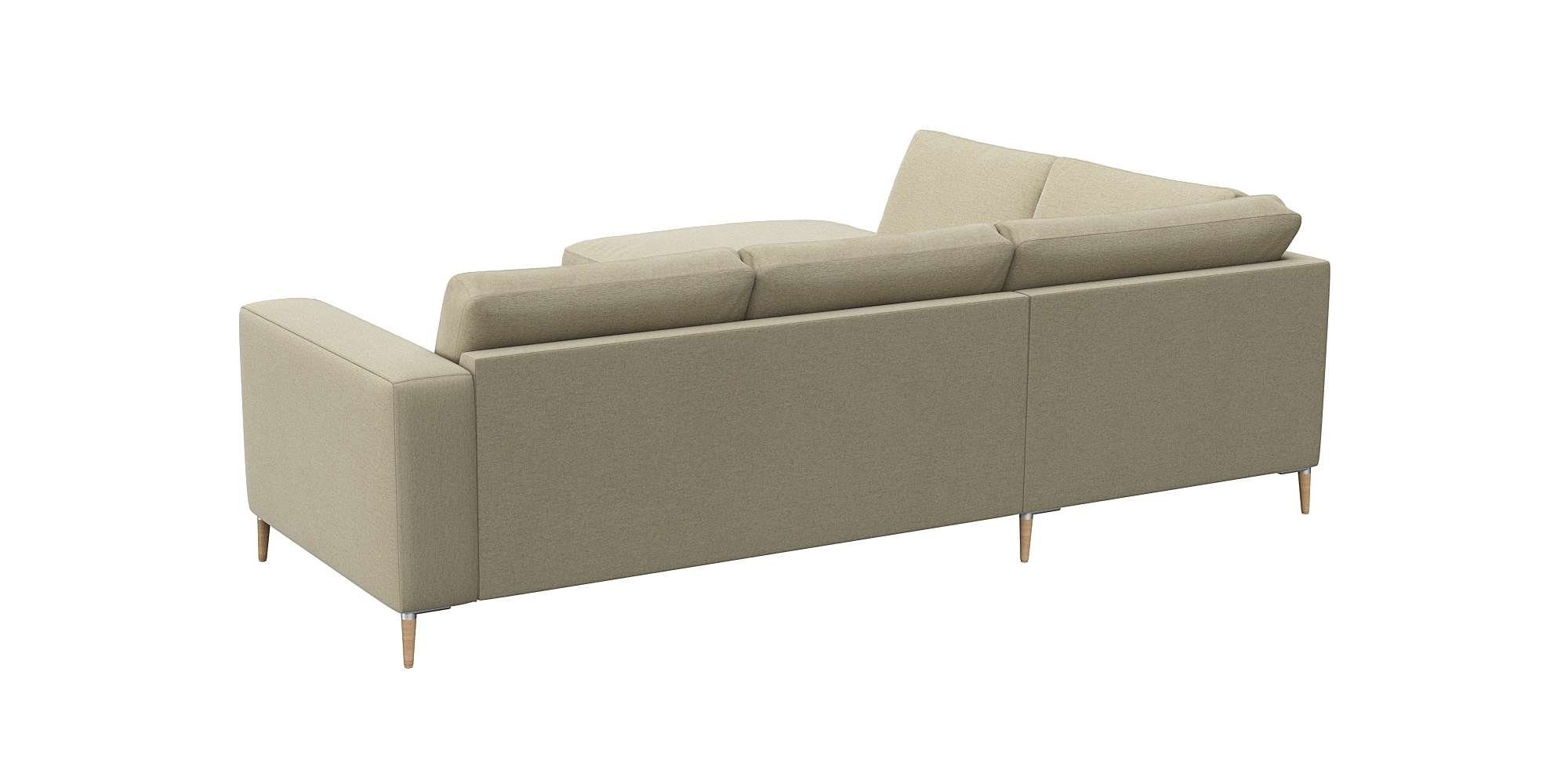 FLEXLUX Hoekbank Fiore, L-vorm brede armleuningen, aluminium/eiken poten, bxd 241x225 cm, koudschuim in de zitting