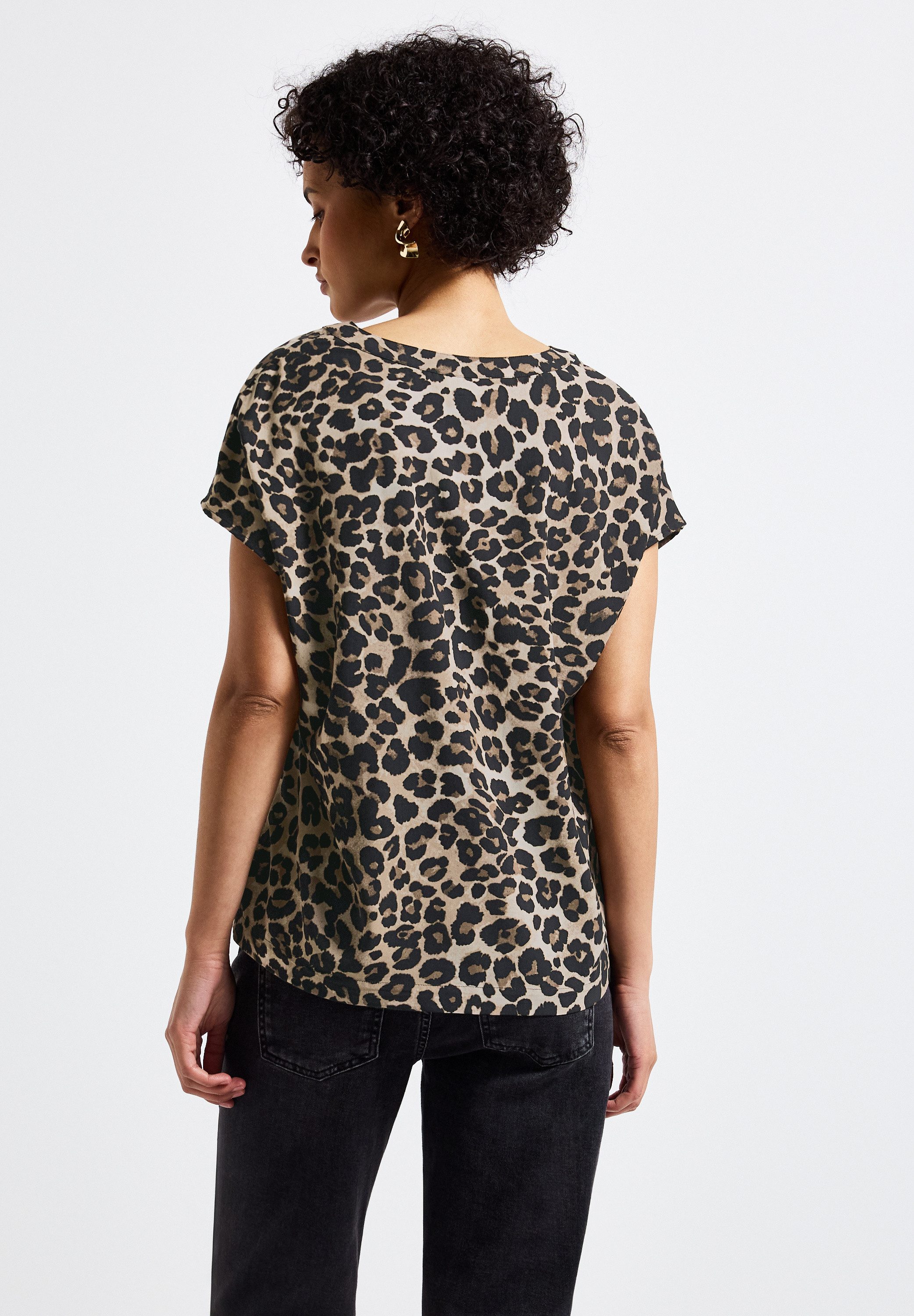 STREET ONE Blouse met korte mouwen met luipaardprint