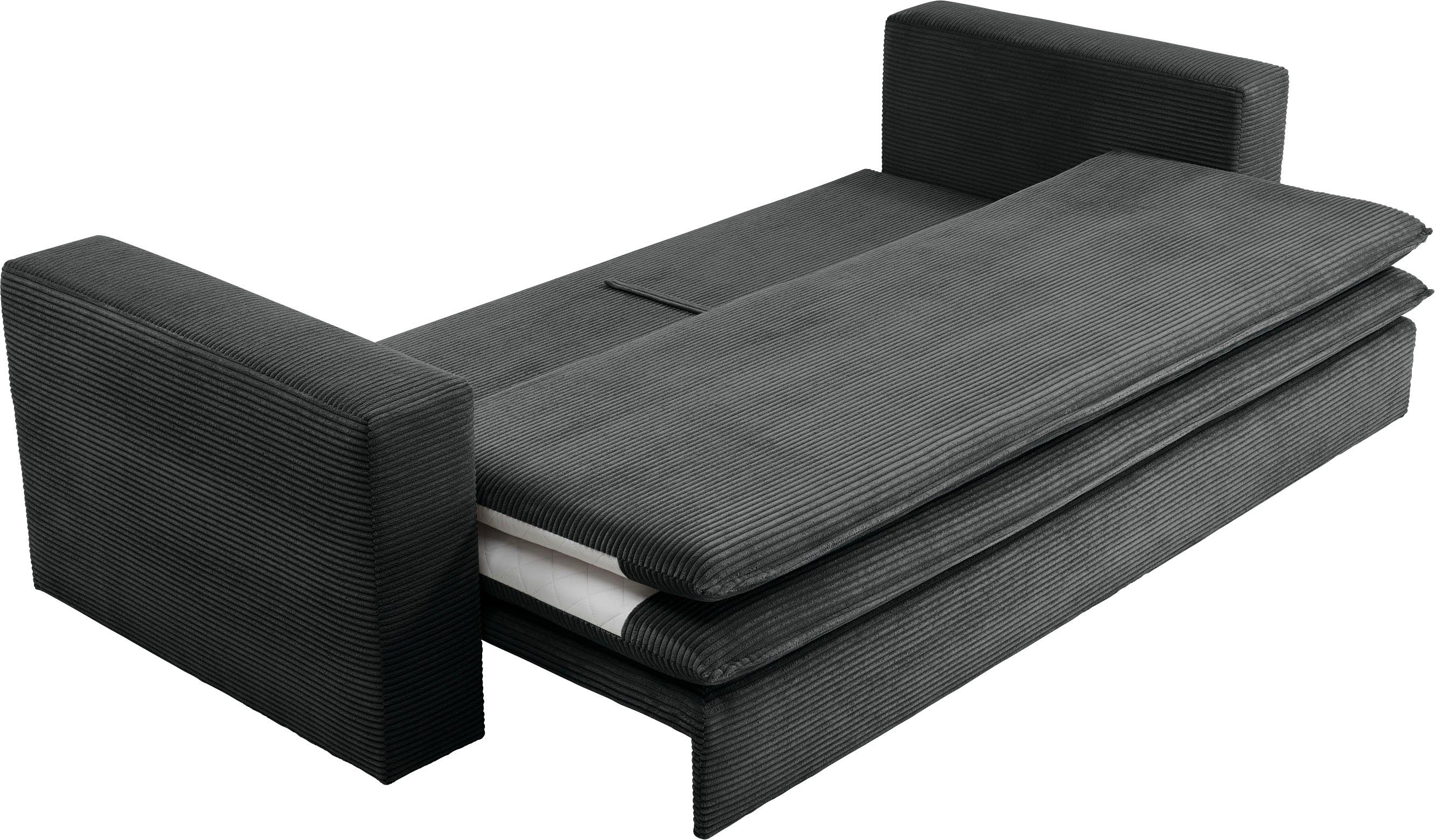 Places of Style 3-zitsbank PIAGGE Cord-bekleding - met slaapfunctie en bedkist, met praktische topmatras