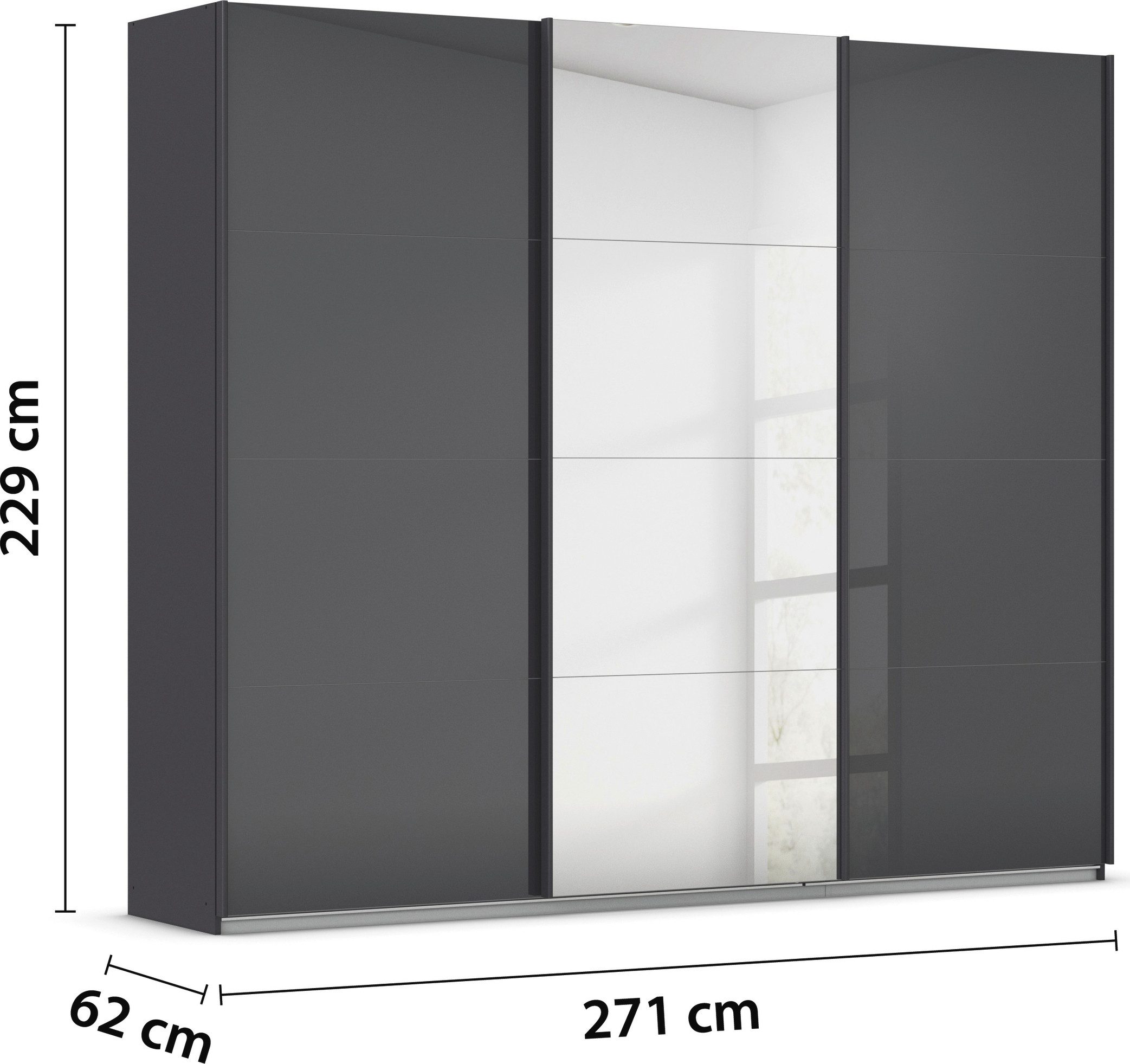 rauch Schuifdeurkast Kledingkasten kast garderobe AGORDO met glazen front doordachte binnenuitrusting, in 4 breedtes en 2 hoogtes made in germany