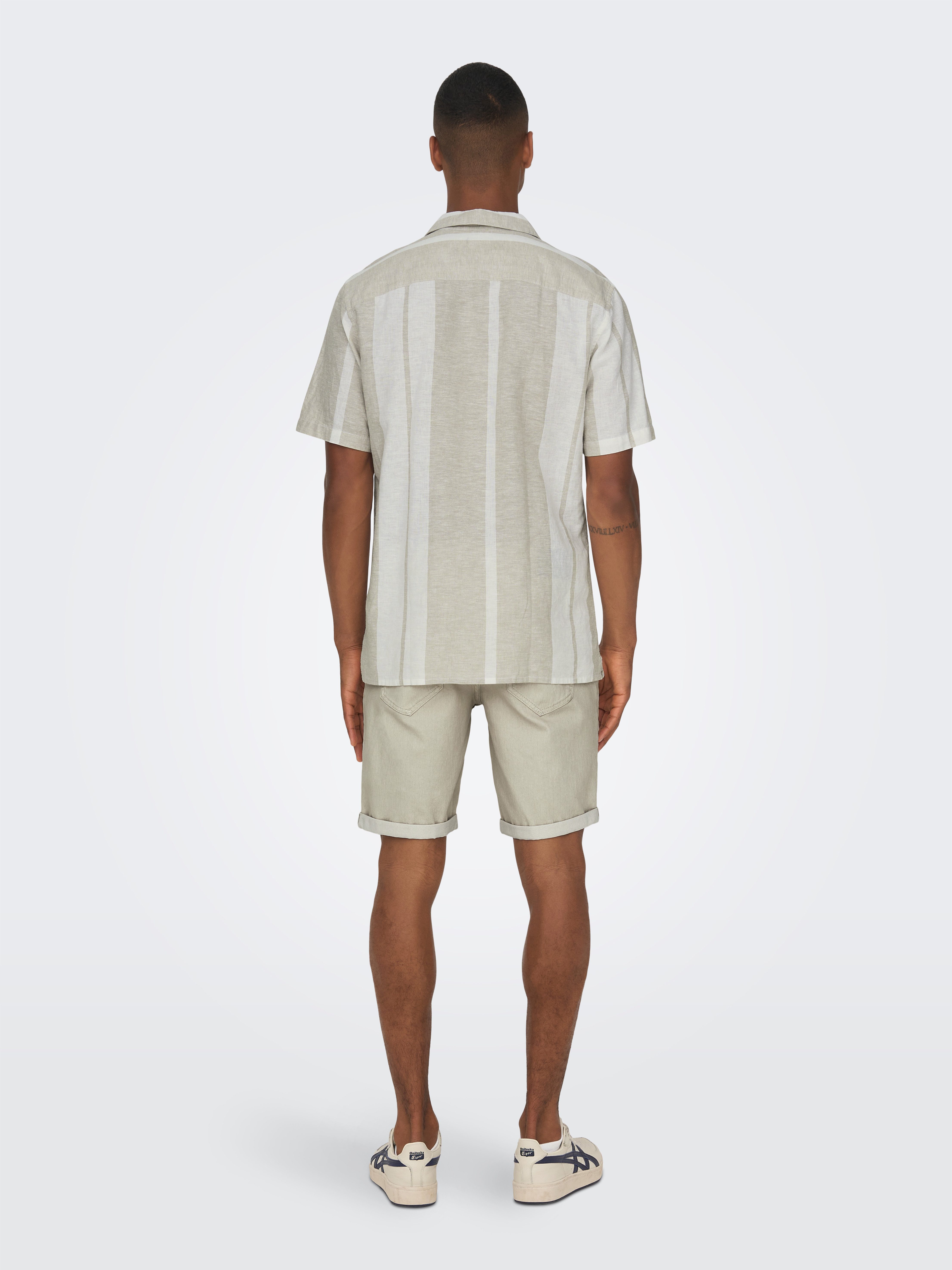 ONLY & SONS Overhemd met korte mouwen ONSCAIDEN SS STRIPE LINEN RESORT NOOS