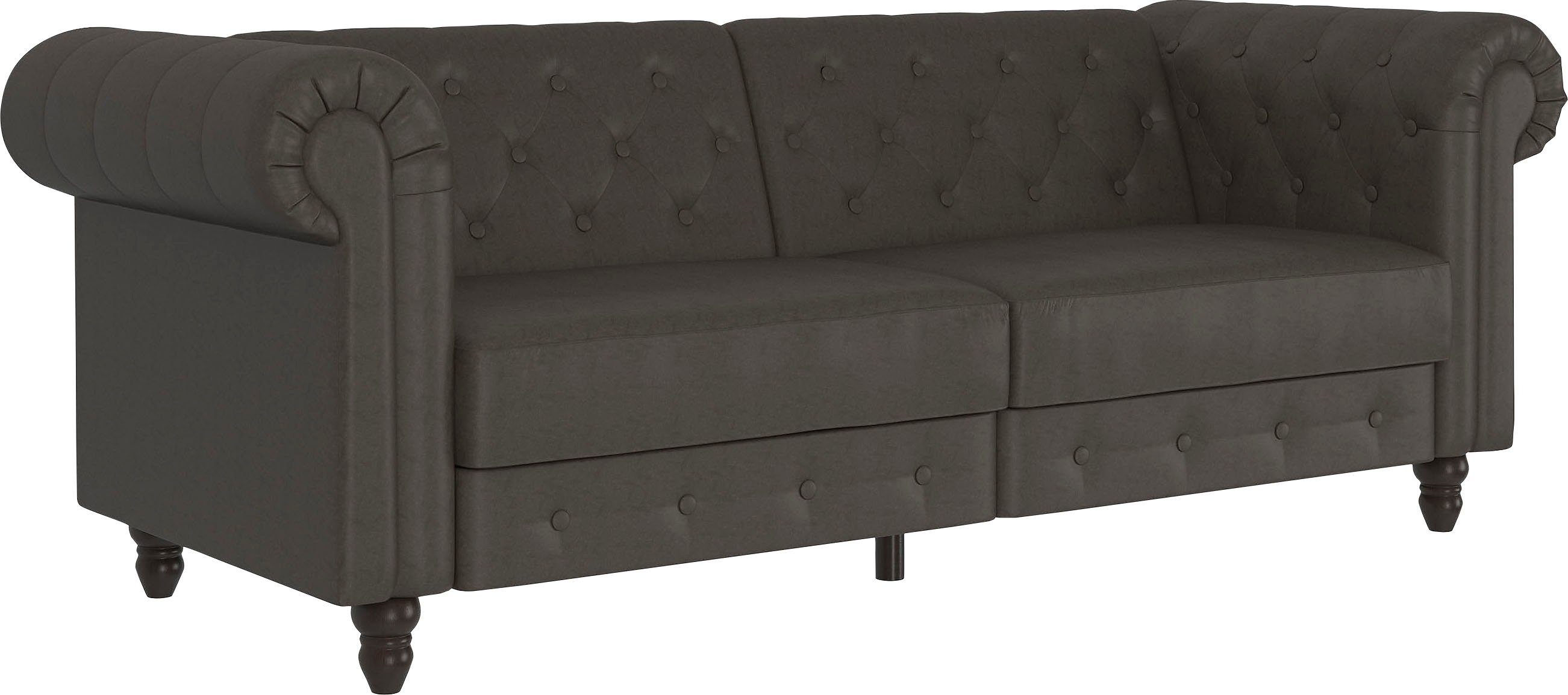 Dorel Home 3-zitsbank Felix, slaapbank 236 cm(ligoppervlak 108 x 190 cm), rugleuning 3-voudig verstelbaar, velours, kunstleer, luxe vintage microvezel