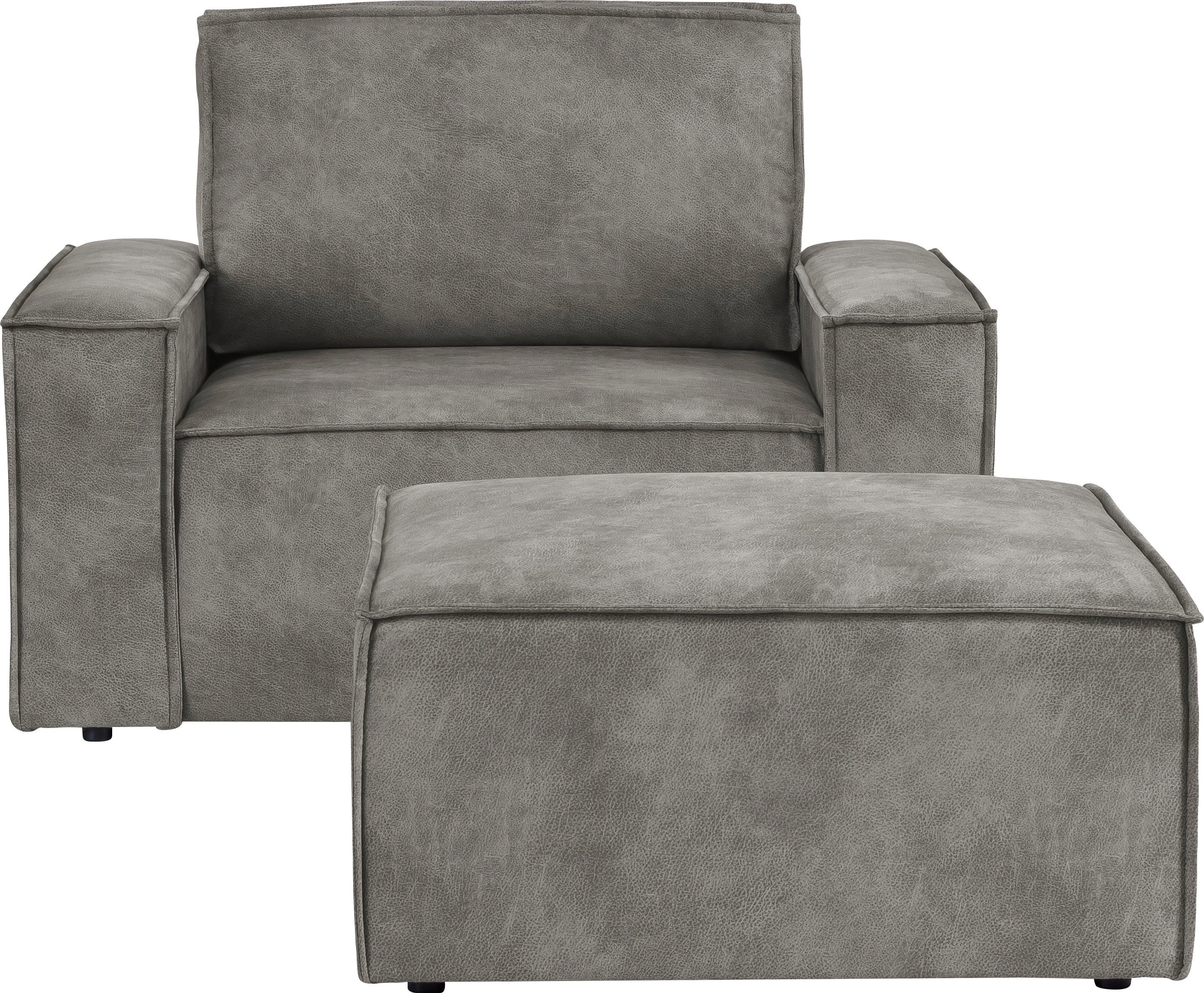 Home affaire Fauteuil Sherwood Loveseat en hocker als set, passend bij de bekleding-serie SHERWOOD