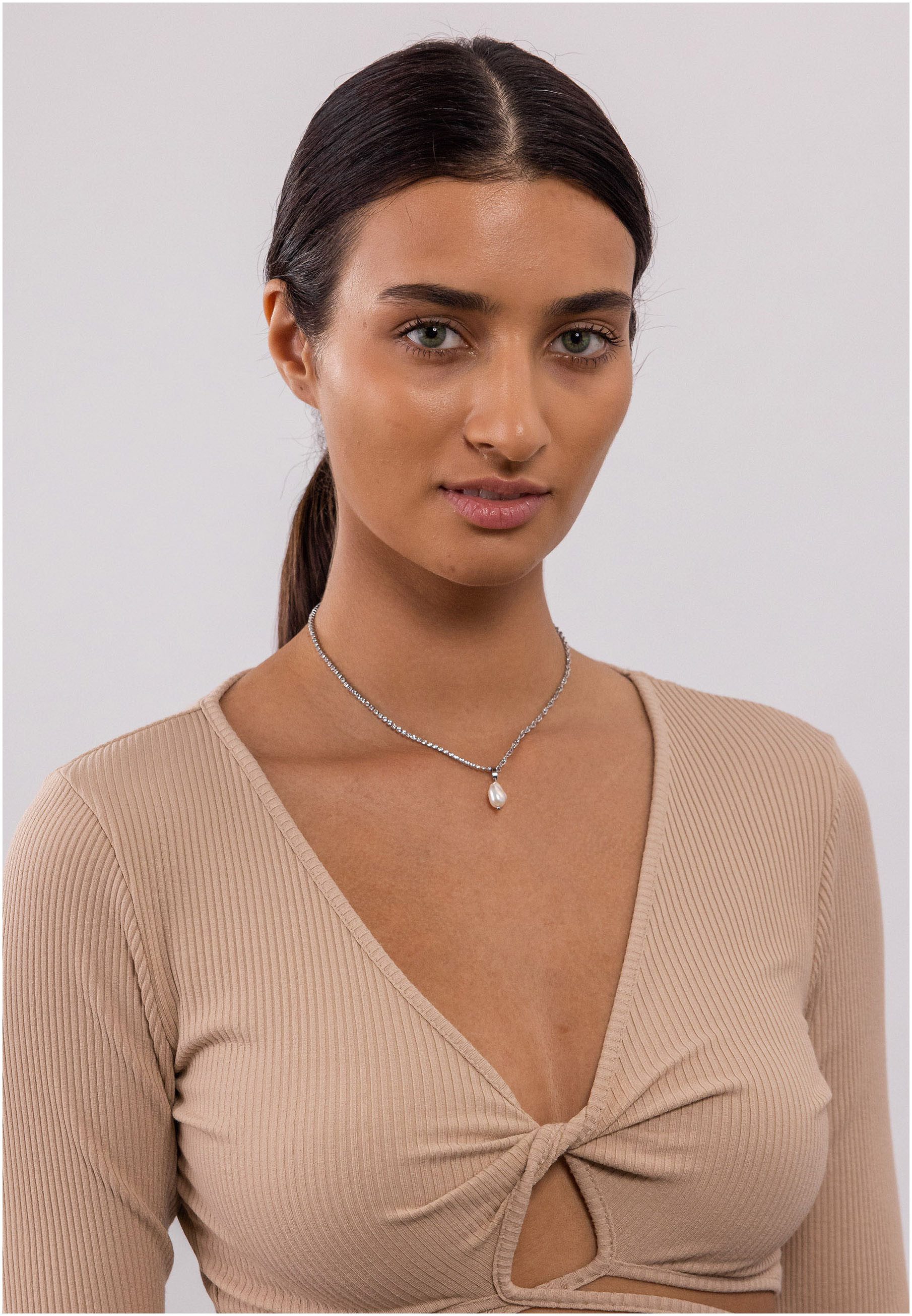 Purelei Ketting met hanger Sieraad cadeau Elua glitter, 2108 met zirkoontjes (synth.) - met zoetwater-cultivéparel