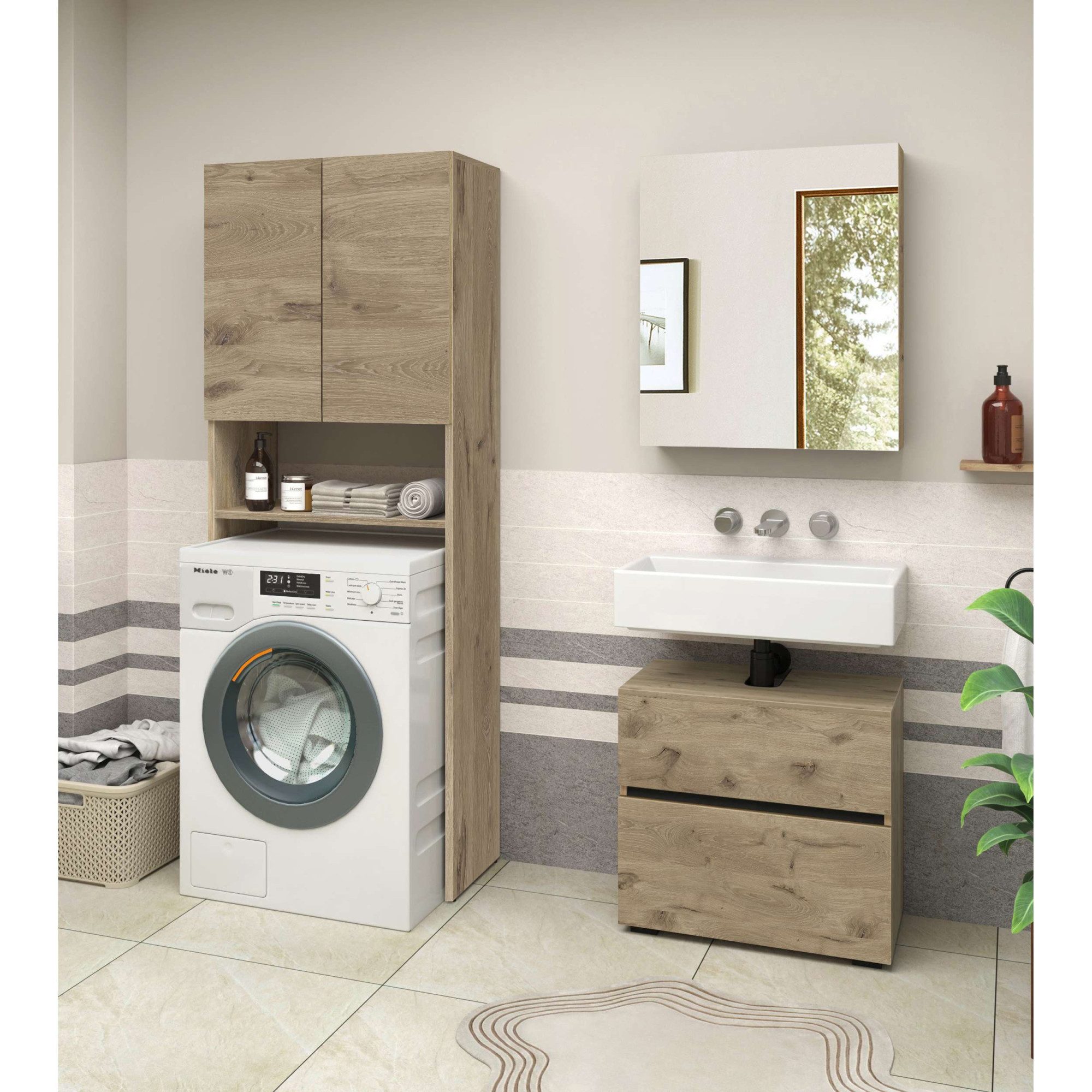 Home affaire Kast voor wasmachine Wisla met 2 deuren, breedte 68 cm, hoogte 180 cm
