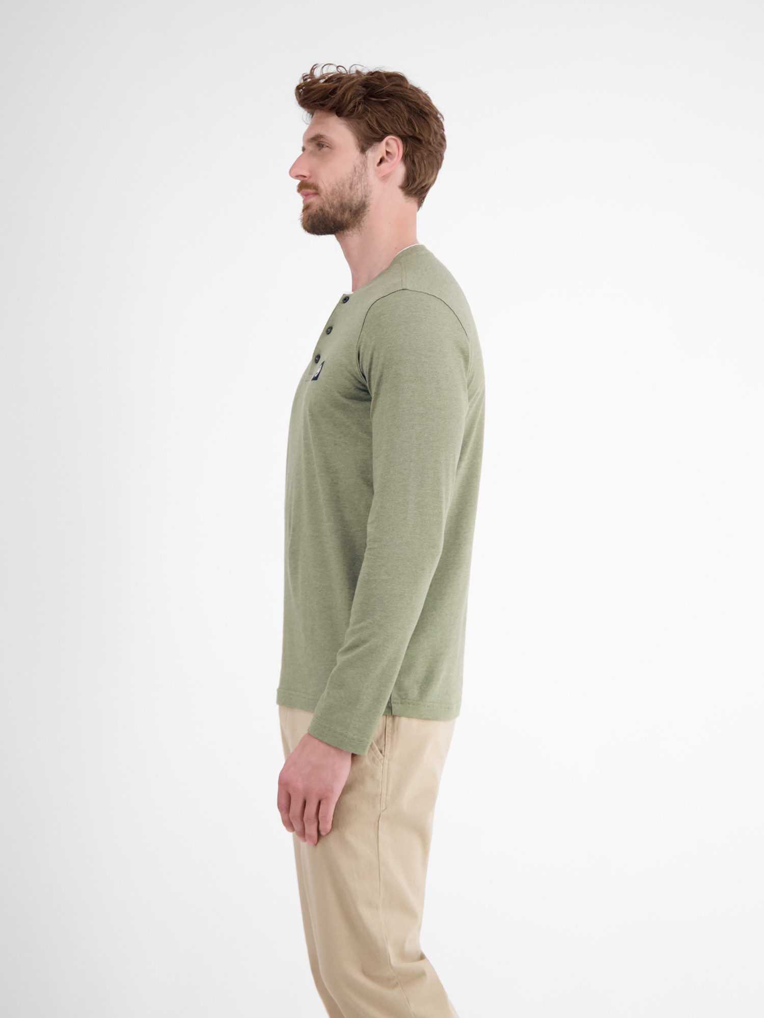 Lerros Sweatshirt LERROS Serafino-shirt met lange mouwen voor heren