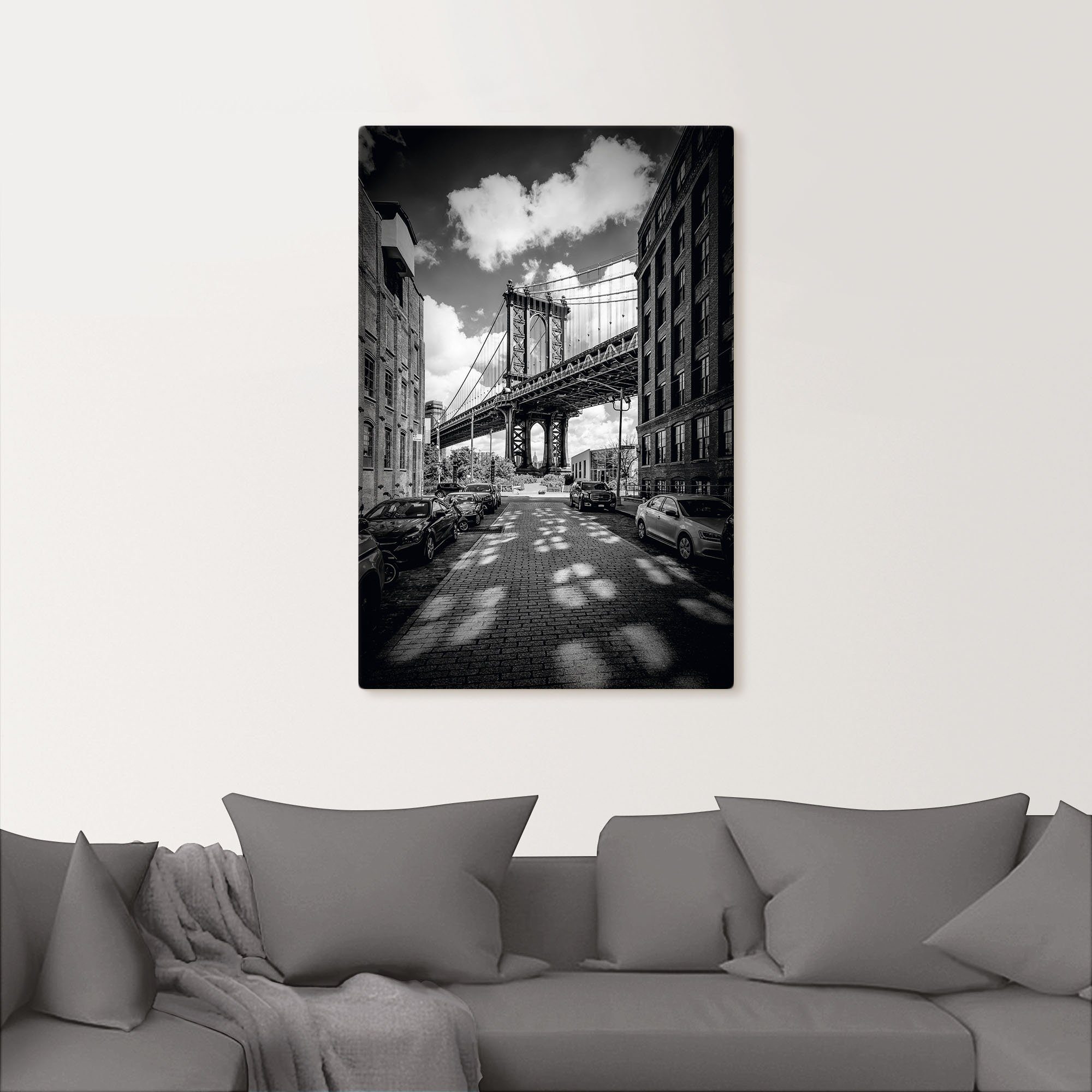 Artland Artprint Manhattan Bridge in Brooklyn, New York als artprint op linnen, poster in verschillende formaten maten