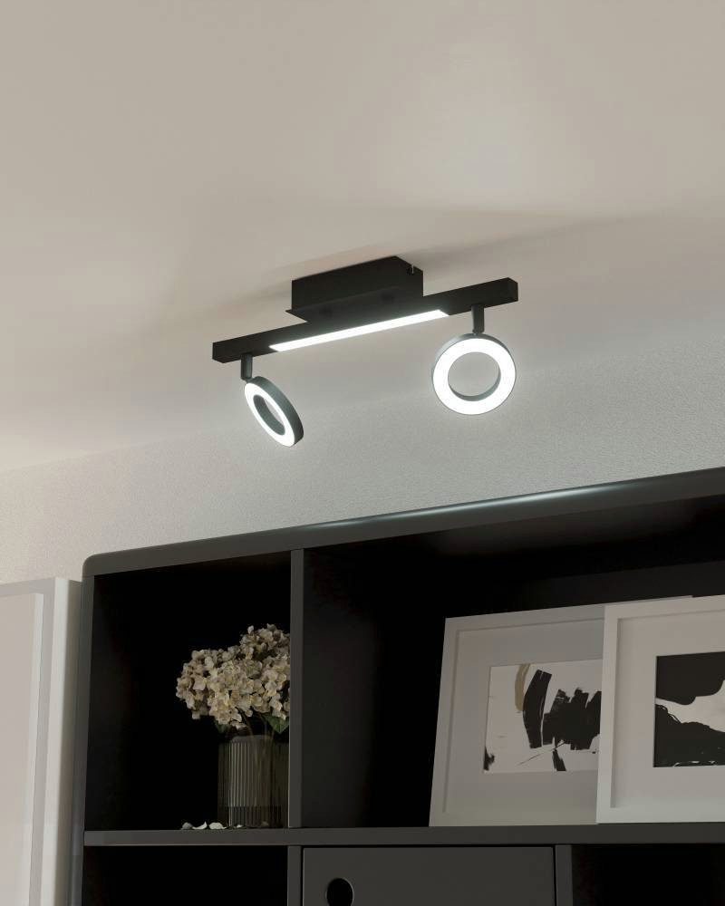 EGLO Ledplafondspots CARDILLIO Plafondspot in zwart van alu, staal - 3,2W en 3,3W - warmwit (1 stuk)