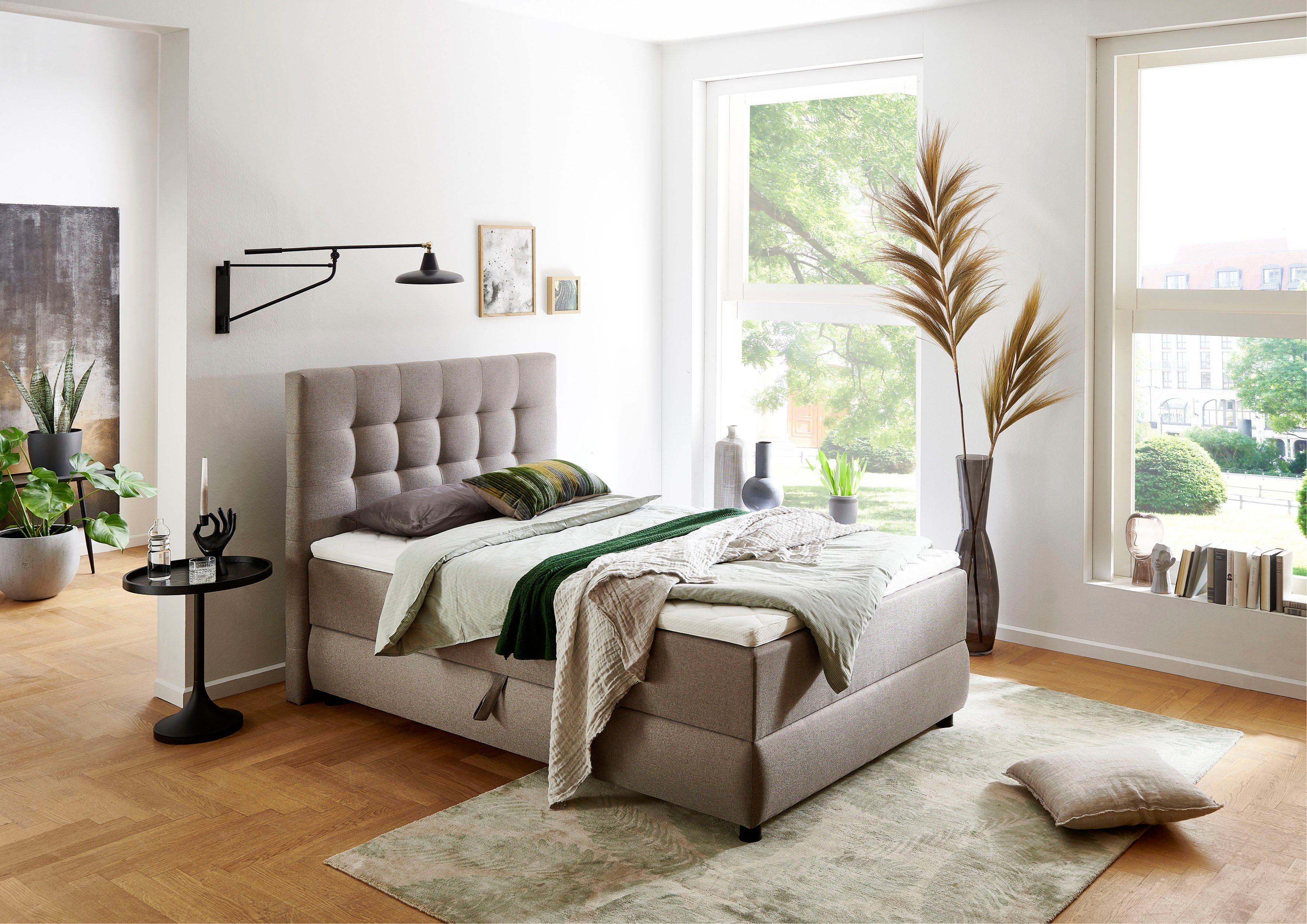 ATLANTIC home collection Boxspring Lilo inclusief bedkist en topper boxsprings bruin