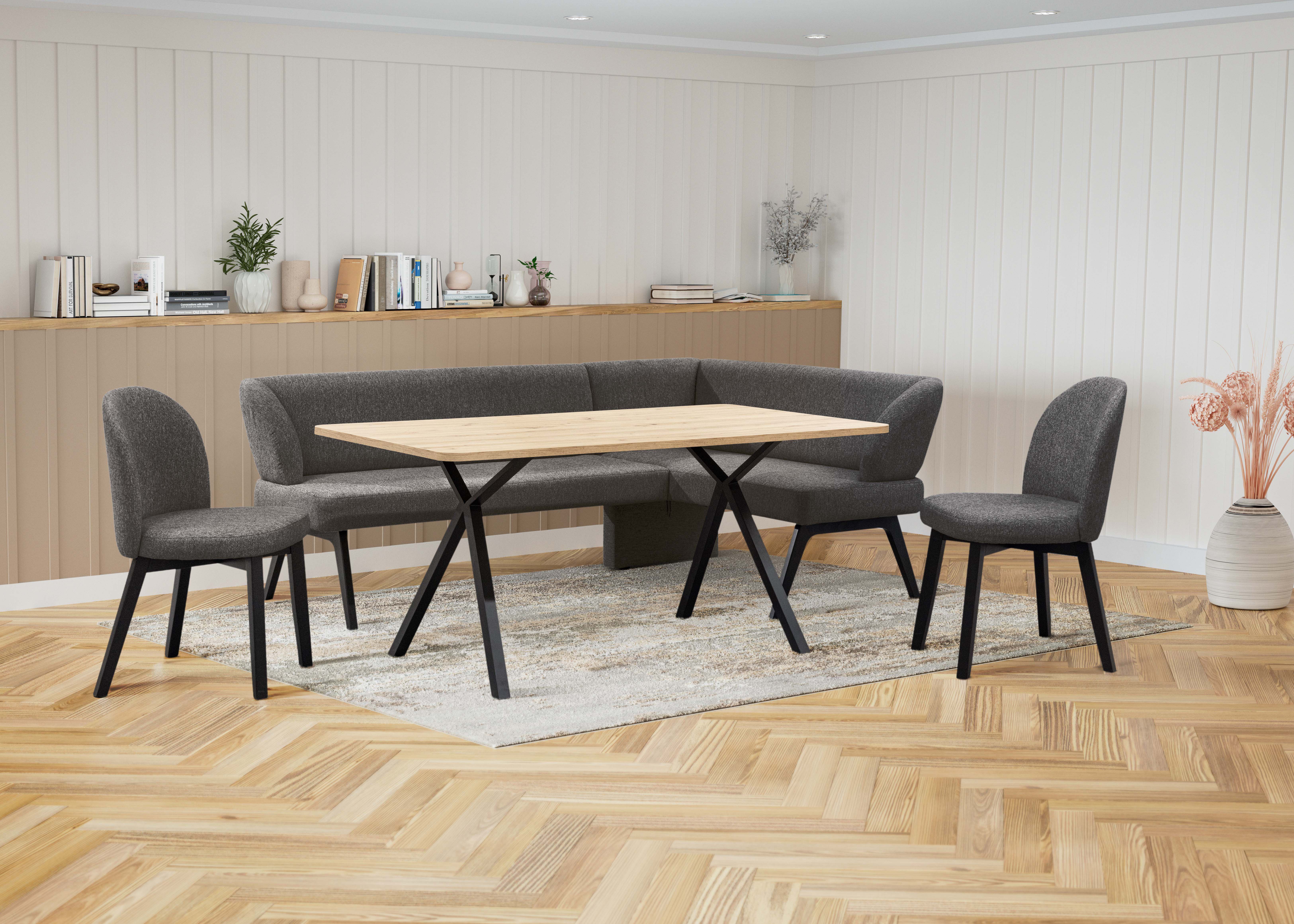 Home affaire Eethoek Aretha eetkamerset, zitgroep, hoekbank, keukenbank Eetkamer zitgroep, tafel, stoelen en bank gestoffeerd, Nosag-vering (4-delig)