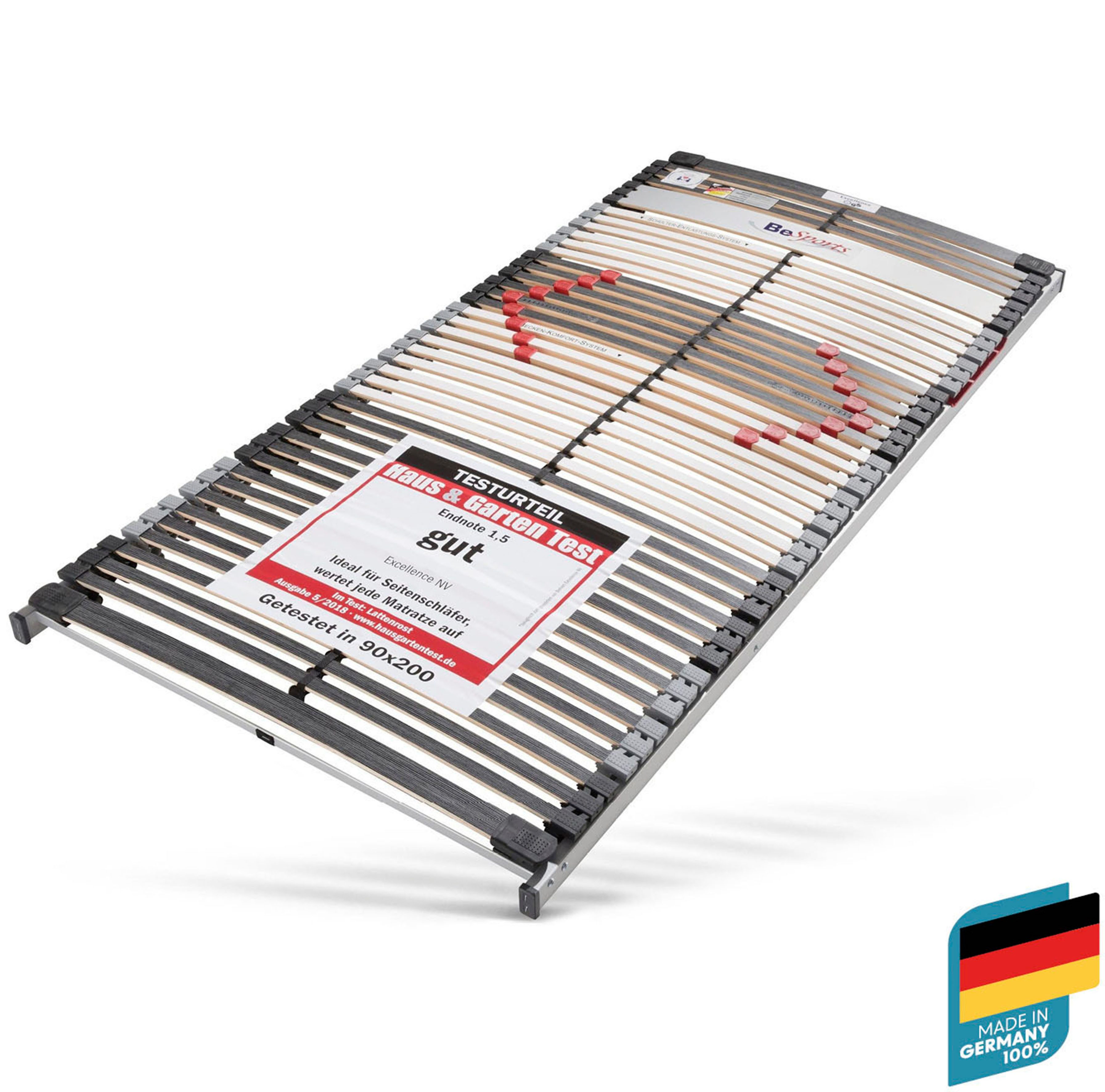 BeSports Lattenbodem Excellence NV, lattenbodem in 90x200 cm en andere afm (1 stuk) lattenbodems maat 90 cm x 200 cm x 8 cm