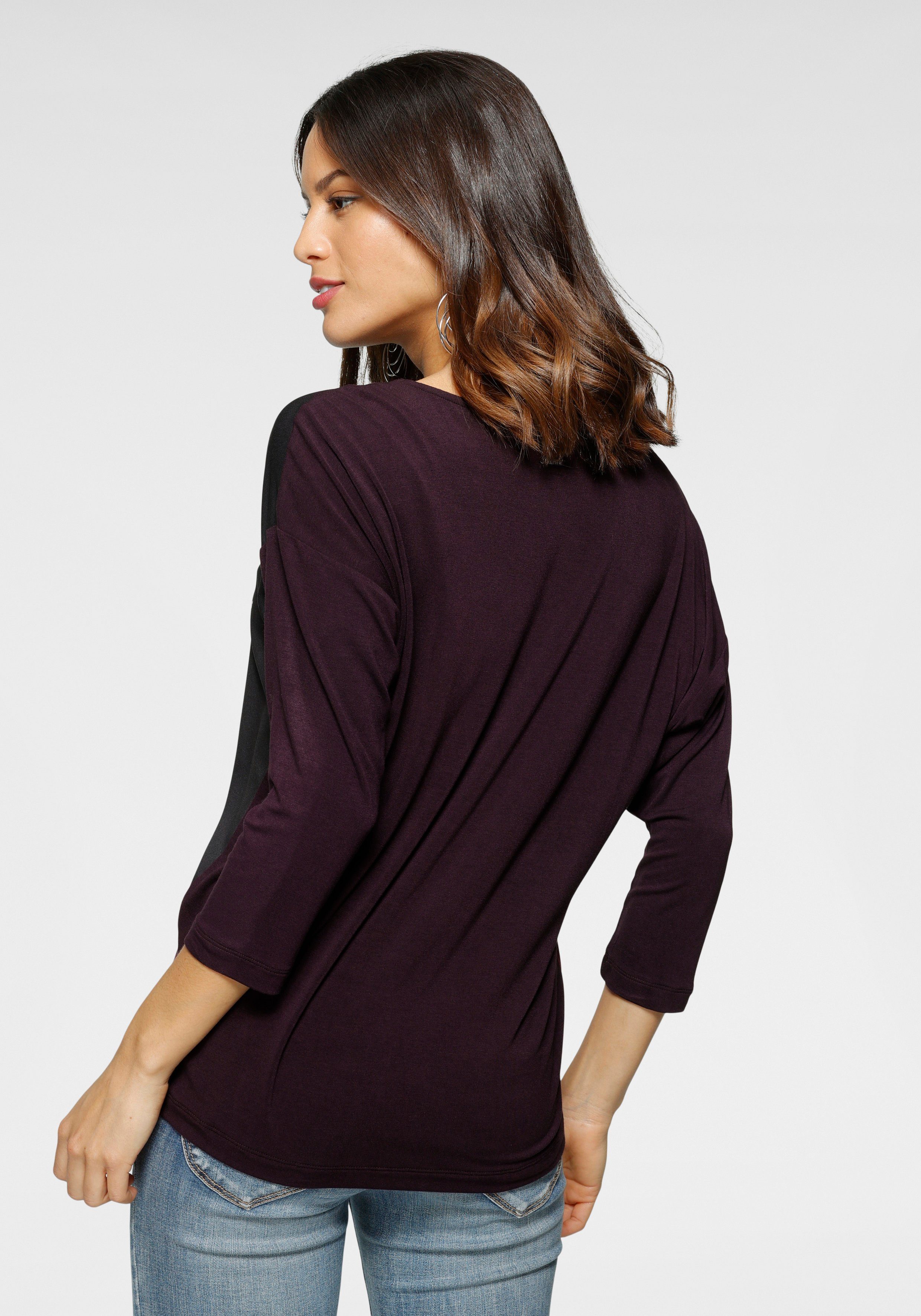 Laura Scott Overhemdblouse in materiaalcombinatie met folieprint