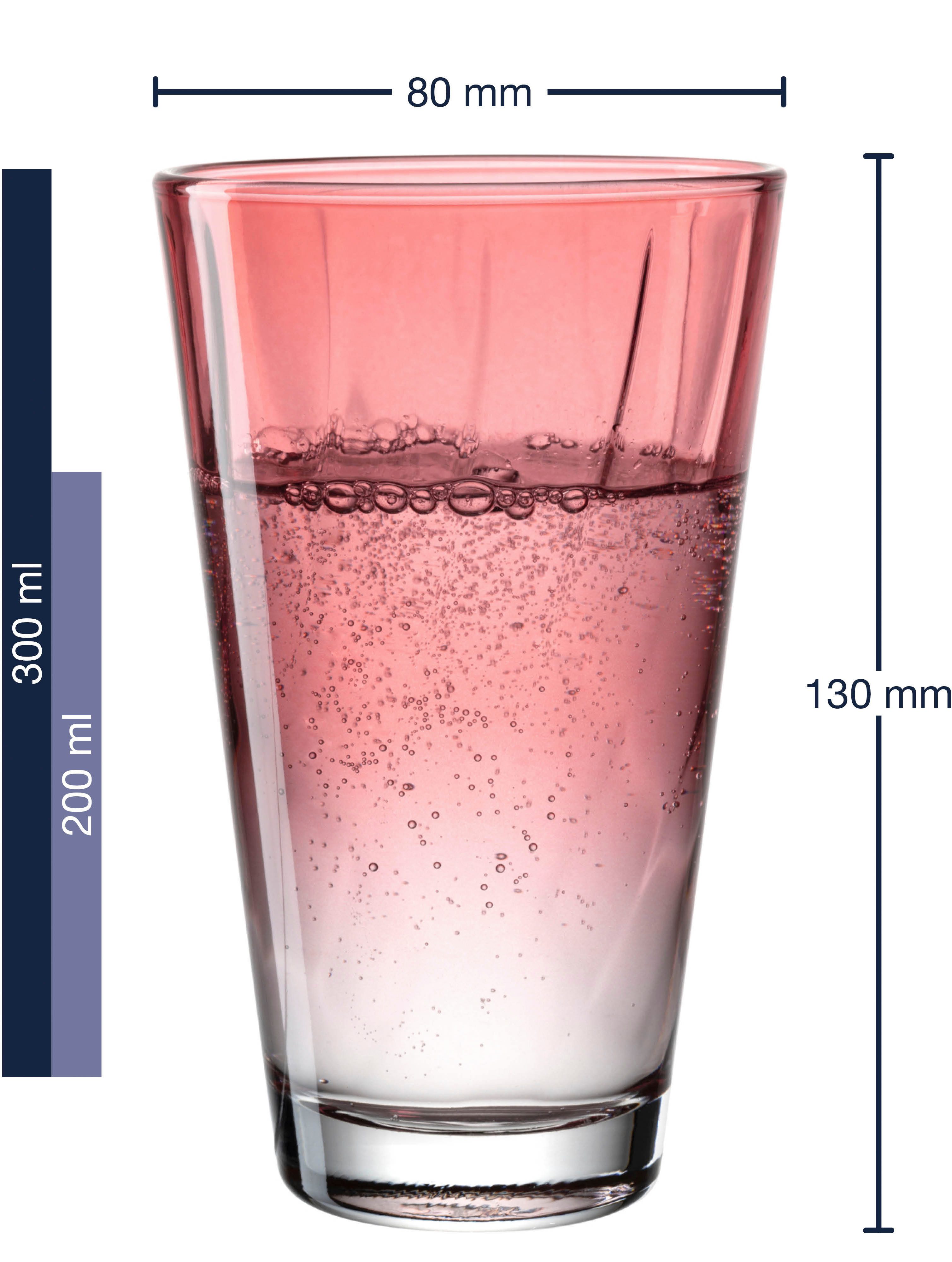 LEONARDO Glazenset Drinkglas, TWIST, 300 ml, gekleurd assorti, 4-delig set (set, 4-delig)