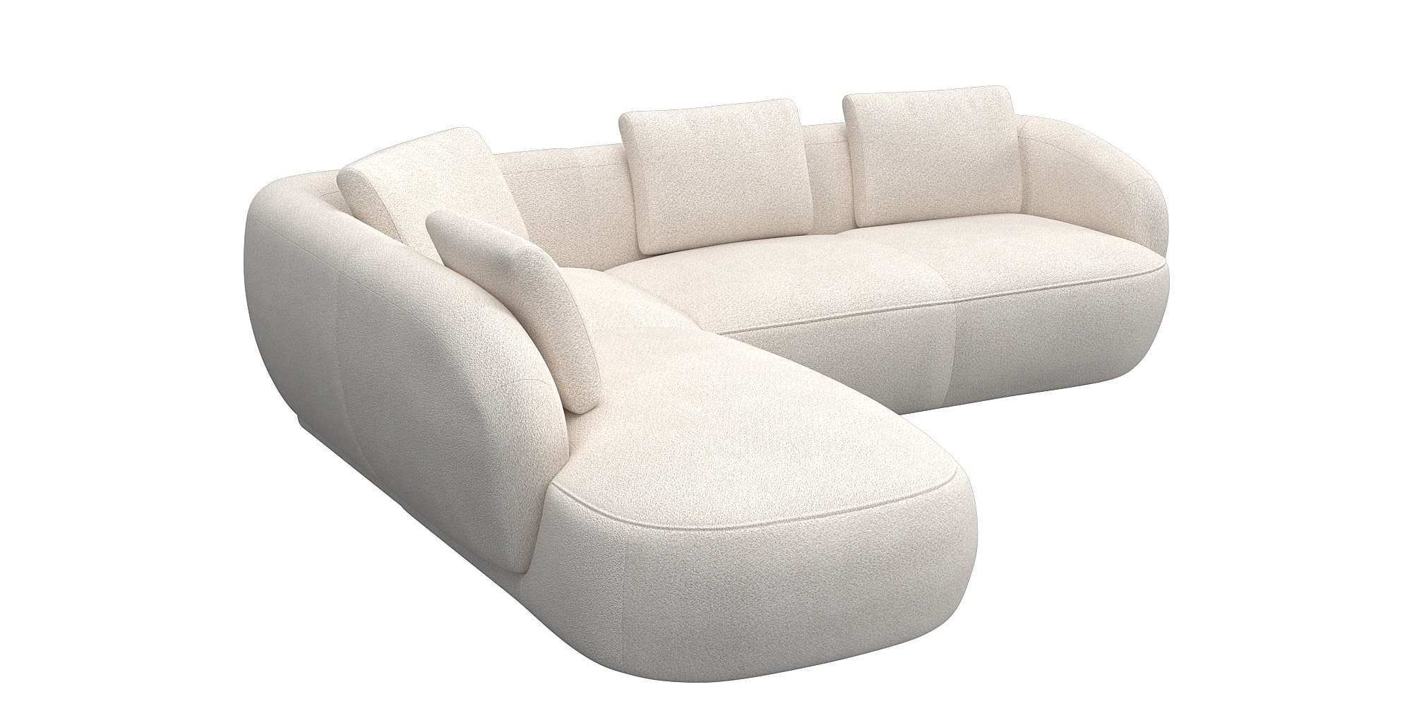 FLEXLUX Hoekbank Torino, rond, L-vorm, bankhoek met ottomane Modern, organisch bankontwerp, koudschuim, golfvering