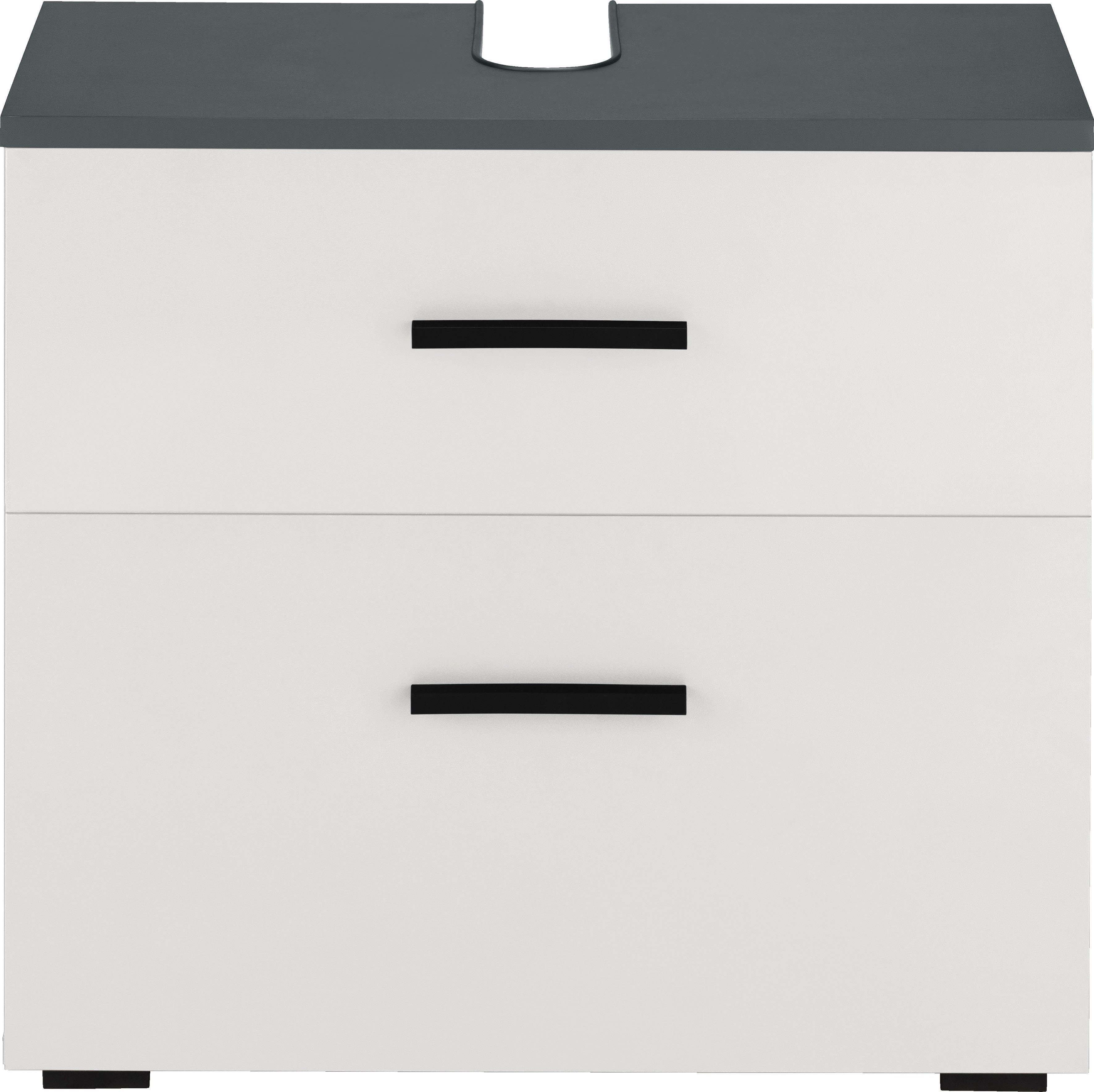 INOSIGN Wastafelonderkast Skara met klep en lade, zwarte grepen, breedte 60 cm, hoogte 55 cm
