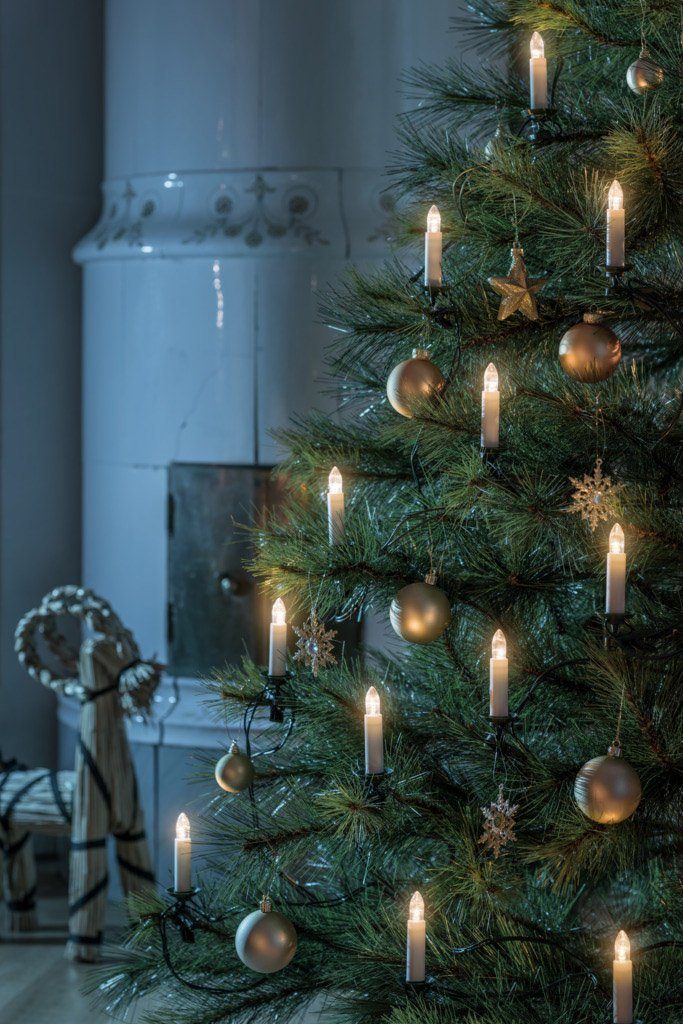 KONSTSMIDE Led-kerstboomkaarsen Kerstversiering, kerstboomdecoratie Topperen, One String, 16 fonkelende amberkleurige dioden