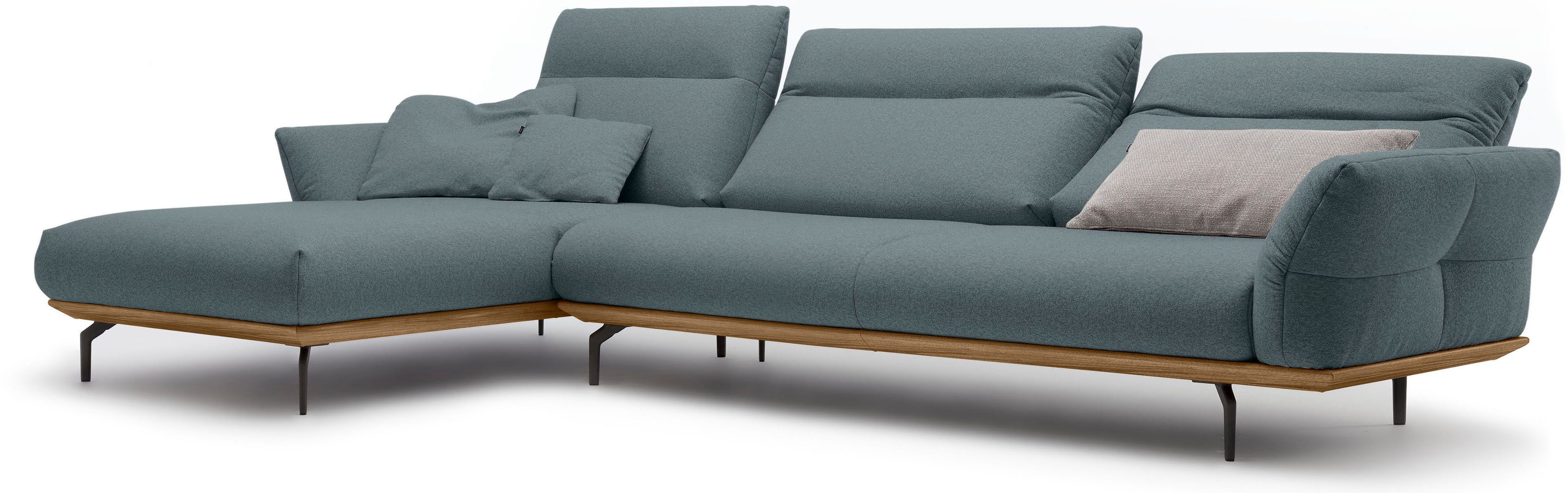 Creation BY ROLF BENZ Hoekbank Hs.460 Sokkel in walnotenhout, onderstel in umbra grijs, breedte 338 cm