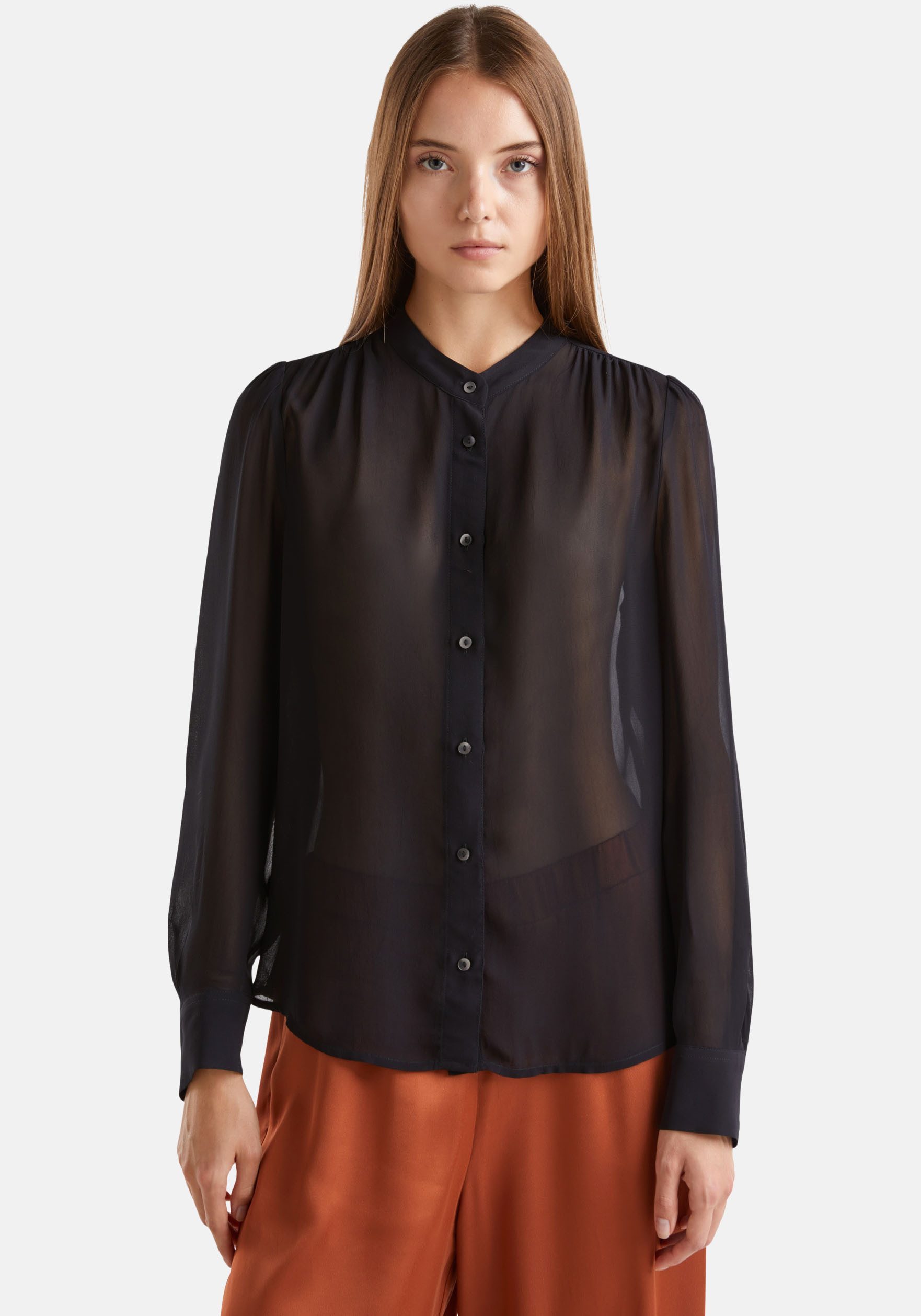 United Colors of Benetton Overhemd met lange mouwen met elegante staande kraag
